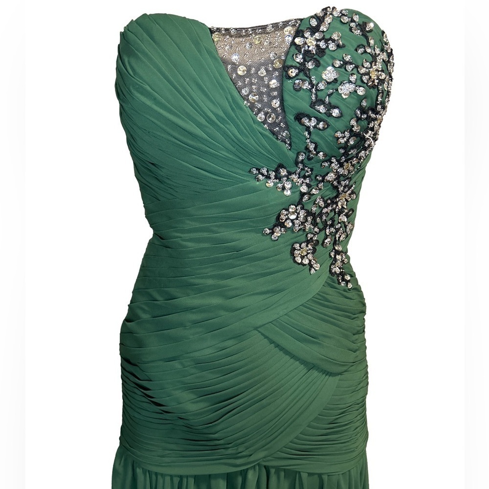 Elegant Ruched Sequinned Evening Gown/XSmall - Picture 4 of 6